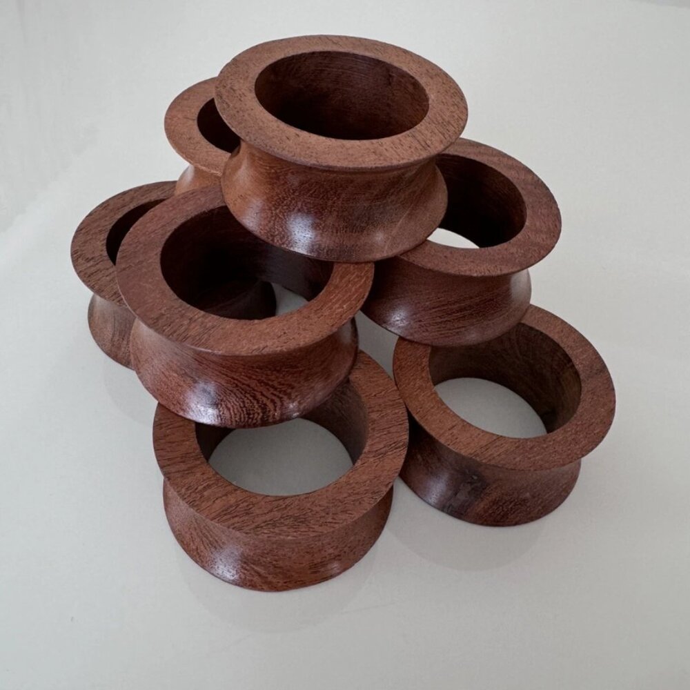 Wooden Napkin Rings Set Of 8 New